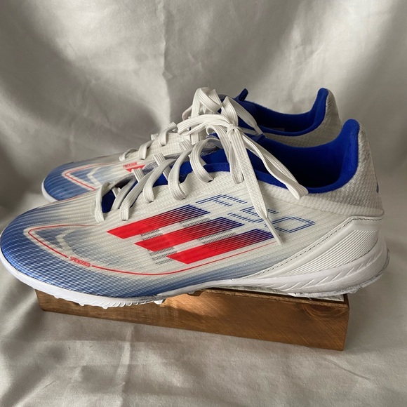 adidas Other - Adidas Soccer F50 League TF Unisex Fiberskin/Sprintgrid White Red Blue Sz 6.5